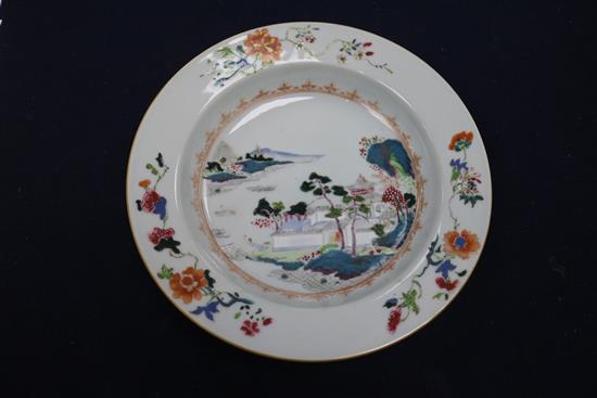 A Chinese 18th century Qianlong dish and another 18th century dish (2) Largest 23cm diameter